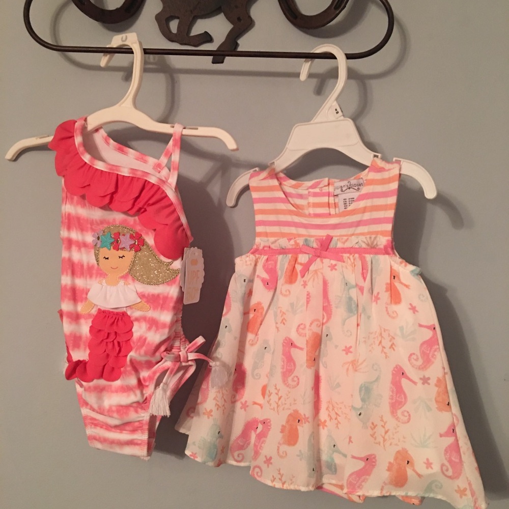 Seahorse Dress and Mermaid Swimsuit: 3-6M